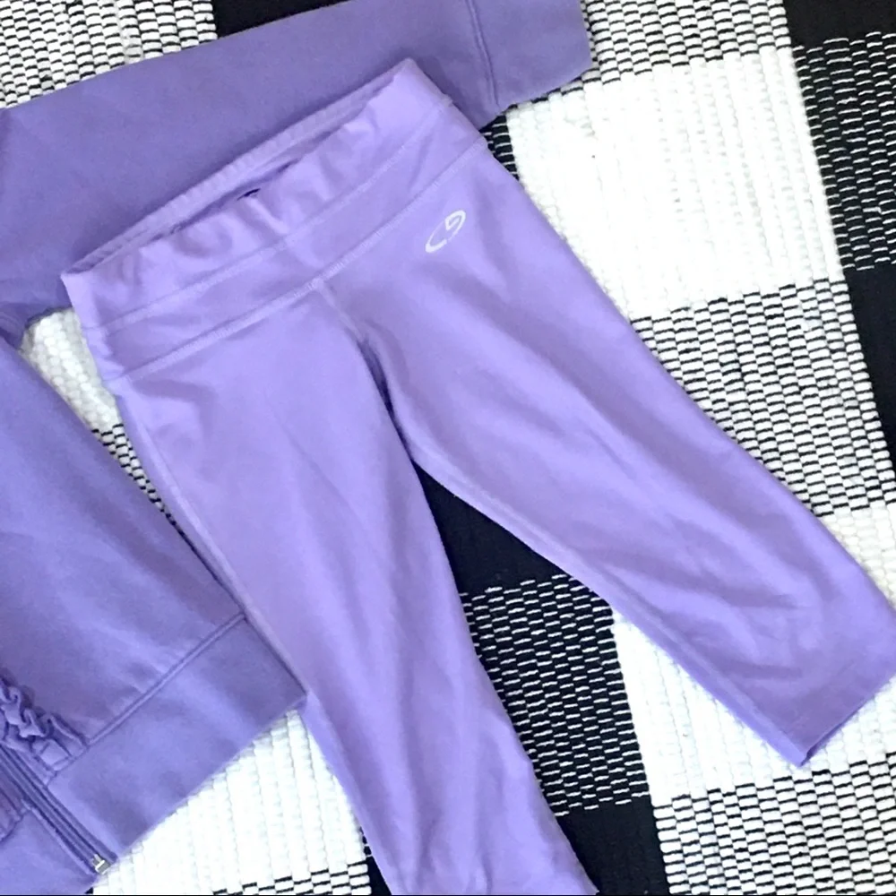 Lavender purple girl hoodie coat jacket and pants set 7 8 - school fitne…